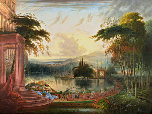 A Romantic Landscape with the Arrival of the Queen of Sheba de Samuel Colman