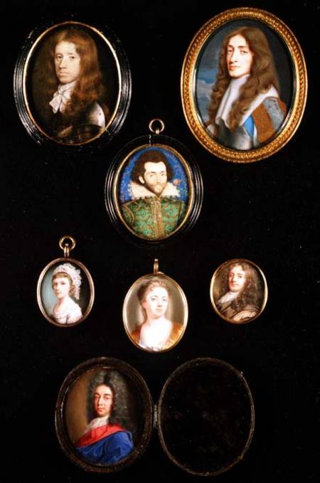 James, Duke of York, 1661, by Samuel Cooper, together with various other miniature portraits: Gibson de Samuel Cooper