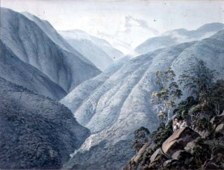 View from Murichon, looking northwards up the channel of the Teenchoo, on the road to Tacissudon, Bh de Samuel Davis