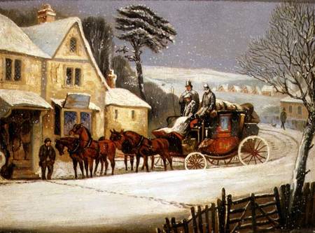Winter Scene with the Royal Mail Halted at an Inn de Samuel Henry Gordon Alken