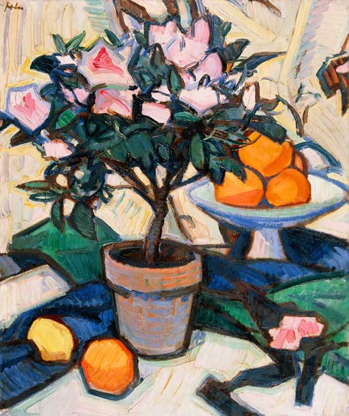 Rosa Azaleen und Orangen de Samuel John Peploe
