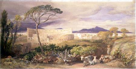 The Colosseum and Alban Mount (w/c and gouache over pencil, chalk and de Samuel Palmer