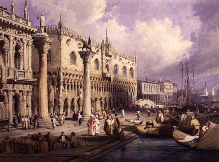 The Molo and the Doges' Palace, Venice de Samuel Prout