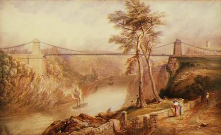 View of the Avon Gorge with the approved design for the Clifton Suspension Bridge de Samuel R.W.S. Jackson