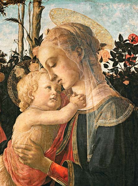 Madonna and Child with St. John the Baptist, detail of the Madonna and Child (detail from 93886) de Sandro Botticelli