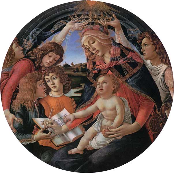 Madonna with child and five angels de Sandro Botticelli