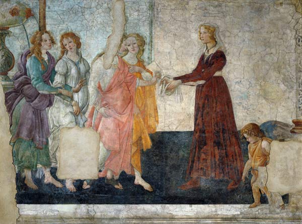 Venus and the three graces submit presents to a yo de Sandro Botticelli