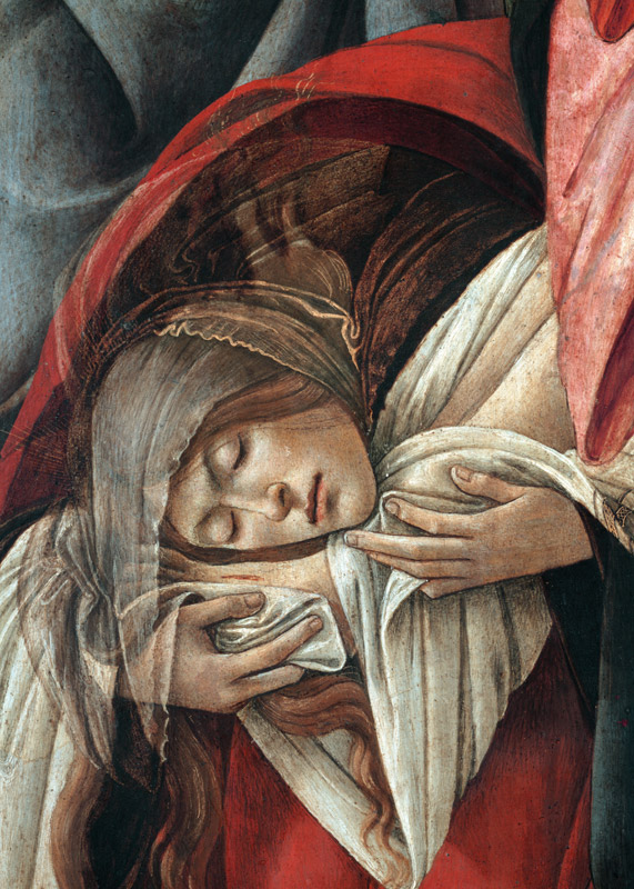 Lamentation over the Dead Christ, detail of Mary Magdalene de Sandro Botticelli