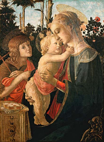 Madonna with the Jesuskind and Johannes. (Detail: de Sandro Botticelli