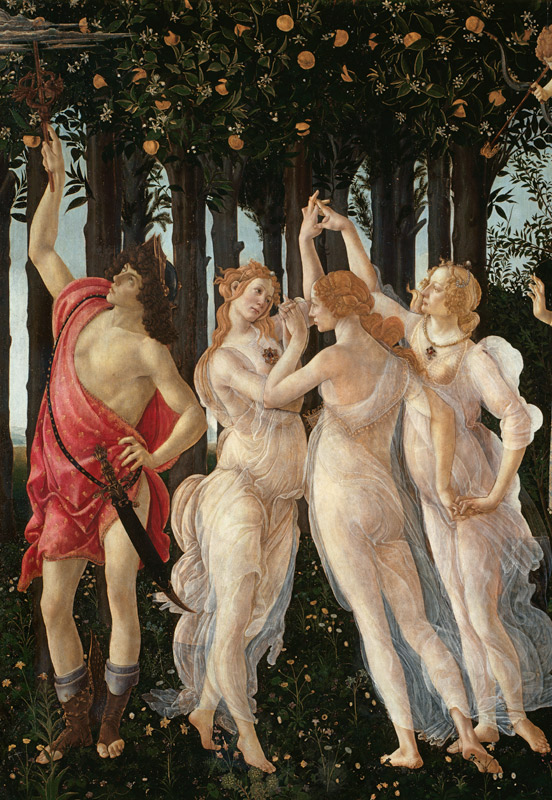 Primavera: Detail of the Three Graces and Mercury de Sandro Botticelli