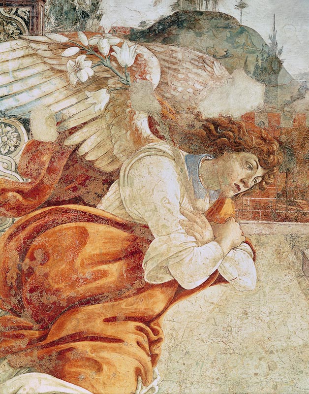 The Annunciation, detail of the Archangel Gabriel, from San Martino della Scala de Sandro Botticelli