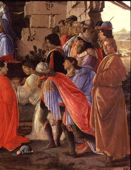 The Adoration of the Magi, detail of depicting self portrait and those of the Medici family de Sandro Botticelli