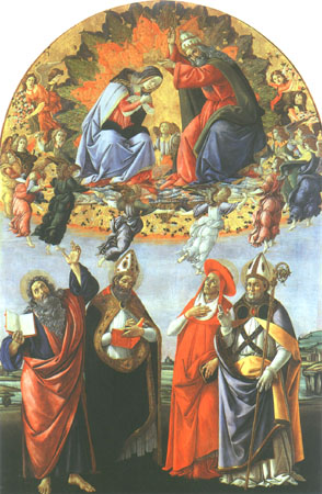 Coronation of Maria with the saints Johannes of th de Sandro Botticelli