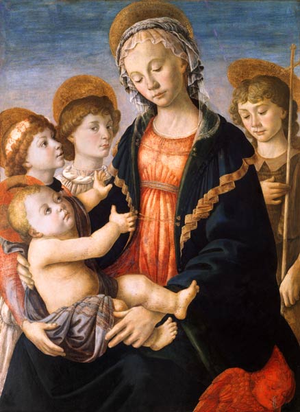 Mary & Child, John, Angels / Botticelli de Sandro Botticelli