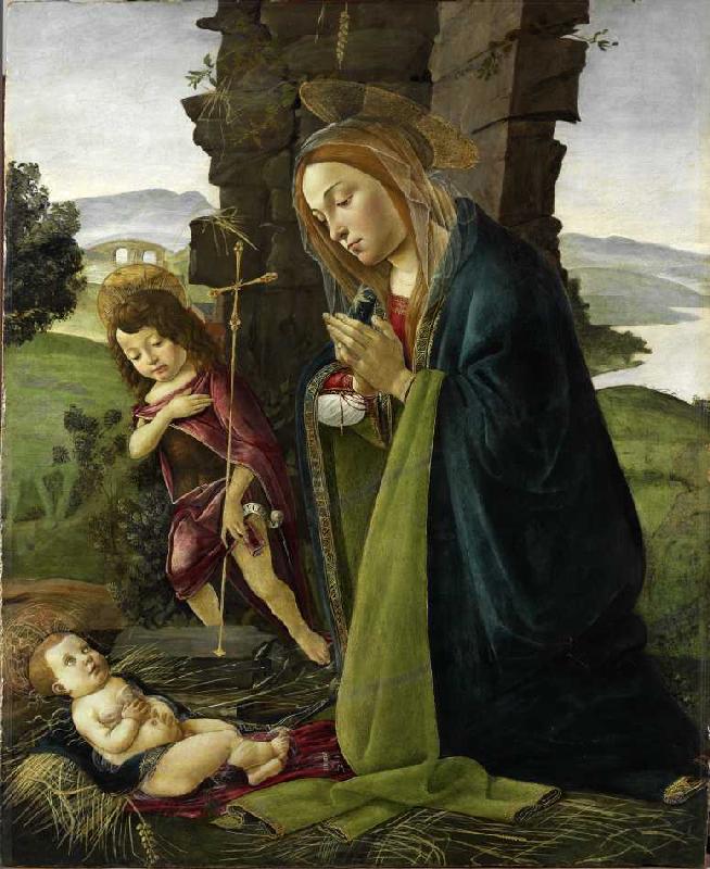 Maria, das Kind anbetend, mit Johannesknaben. de Sandro Botticelli