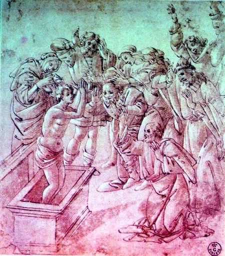 The Raising of Lazarus (pen & ink with gouache) de Sandro Botticelli