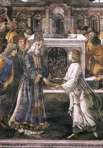 The Purification of the Leper and the Temptation of Christ, in the Sistine Chapel: detail of the pur de Sandro Botticelli