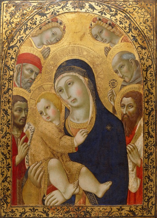 Madonna and Child with Saints Jerome, John the Baptist, Bernardino and Bartholomew de Sano di Pietro