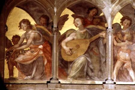 Musical angels within a trompe l'oeil cloister, from the interior west facade de Santi di Tito
