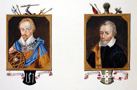 Double portrait of Sir Humphrey Gilbert (c.1539-83) and Sir Richard Grenville (c.1541-91) from 'Memo de Sarah Countess of Essex