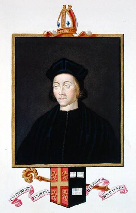 Portrait of Cuthbert Tunstall (1474-1559) Bishop of Durham from 'Memoirs of the Court of Queen Eliza de Sarah Countess of Essex