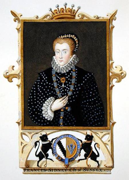 Portrait of Frances Sidney (d.c.1589) Countess of Sussex from 'Memoirs of the Court of Queen Elizabe de Sarah Countess of Essex