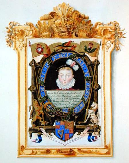 Portrait of James VI of Scotland (1566-1625) Later James I of England as a boy c.1574 from 'Memoirs de Sarah Countess of Essex