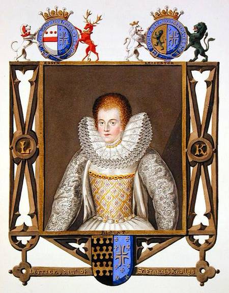 Portrait of Lettice Knollys (c.1541-1634) Daughter of Sir Francis Knollys from 'Memoirs of the Court de Sarah Countess of Essex