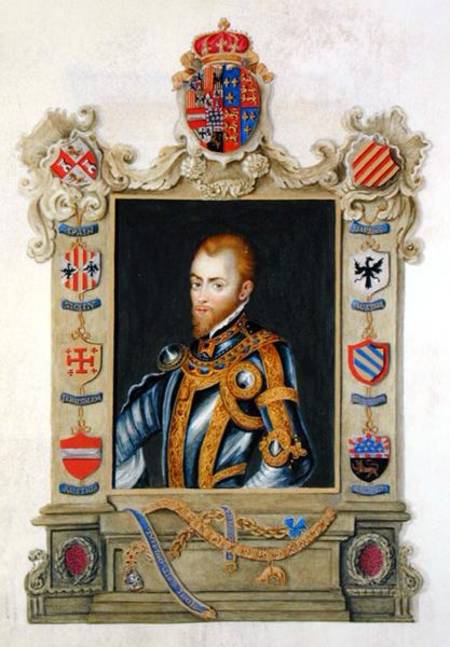Portrait of Philip II King of Spain (1527-98) from 'Memoirs of the Court of Queen Elizabeth' after a de Sarah Countess of Essex