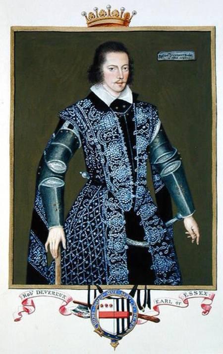 Portrait of Robert Devereux (1566-1601) 2nd Earl of Essex from 'Memoirs of the Court of Queen Elizab de Sarah Countess of Essex