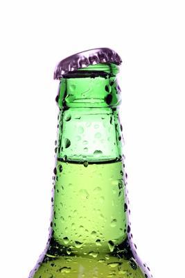 Beer bottle top closeup isolated