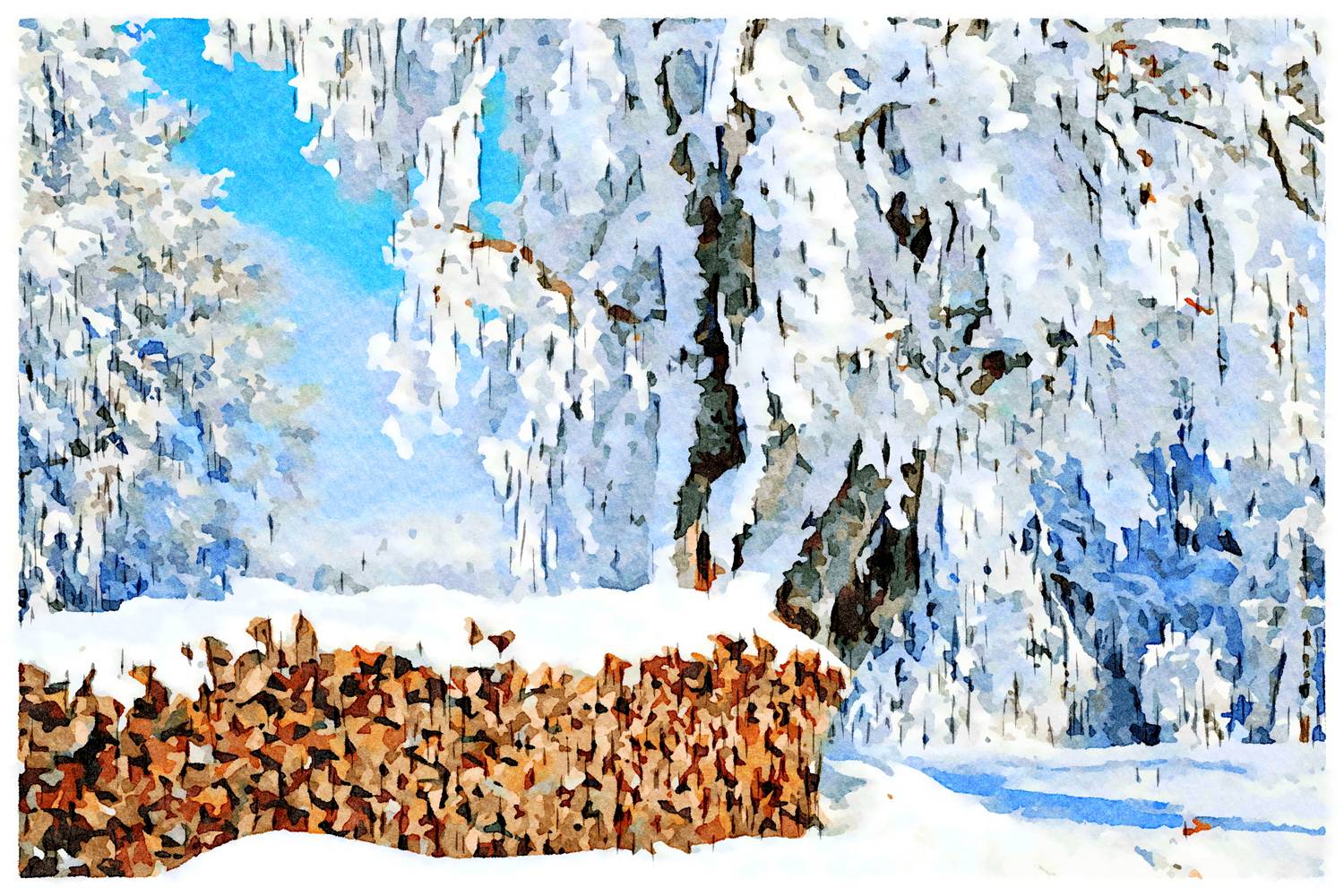 Holzstapel im Winter de Saskia Ben Jemaa