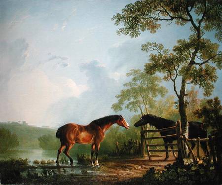 Mare and Stallion in a Landscape de Sawrey Gilpin