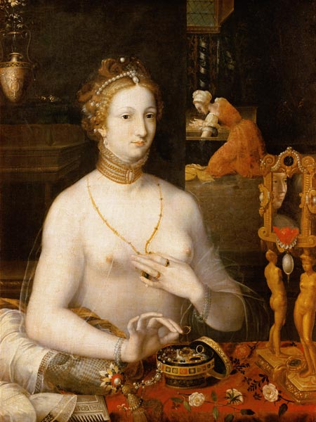 Lady at her toilet (Diane de Poitiers) de Schule von Fontainebleau