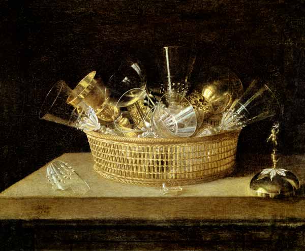 Still Life with a Basket of Glasses de Sebastian Stosskopf