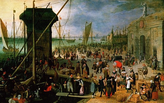 A View of Antwerp harbour with the Kraanenhoofd and the Werf Gate de Sebastian Vrancx