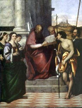 St. John Chrysostomos with SS. Paul, Liberalis, John the Baptist, Cecilia, Catherine and Mary Magdal