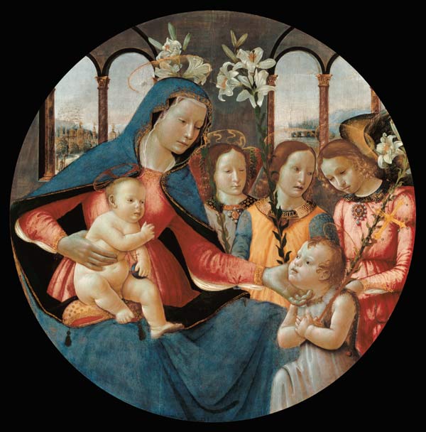 Virgin and Child with St. John the Baptist and the Three Archangels, Raphael, Gabriel and Michael de Sebastiano Mainardi
