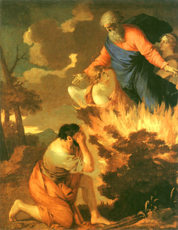 Moses in front of the burning thorn bush de Sébastien Bourdon