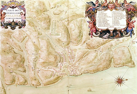 Ms 988 volume 3 fol.33 Map of the town and citadel of Bellisle, from the ''Atlas Louis XIV'', 1683-8 de Sebastien Le Prestre de Vauban