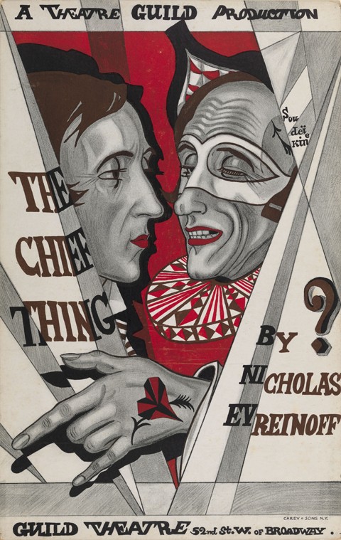 Poster for "The Chief Thing", play by Nikolai Evreinov de Sergei Jurijewitsch Sudeikin