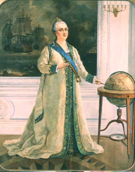 Empress Catherine II (1729-96) in naval full dress de Sergei Varlenovich Pen