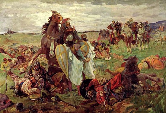 The Battle between Russians and Tatars de Sergey Nikolayevich Arkhipov