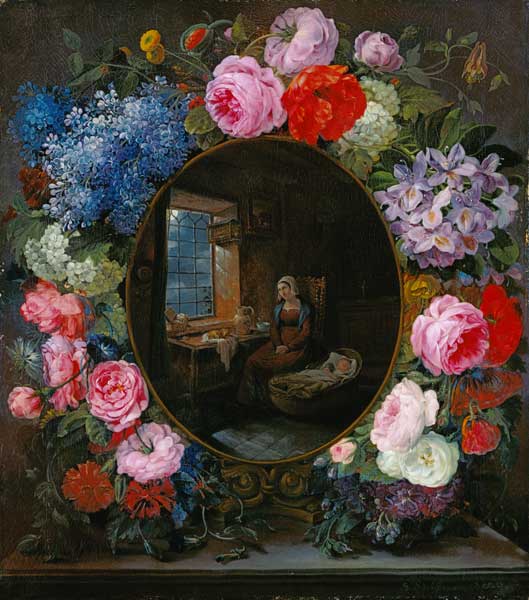 Mother and Child in a Garland of Flowers de Siegfried Detlef Bendixen
