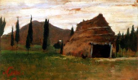Landscape with a Thatched Hut de Silvestro Lega