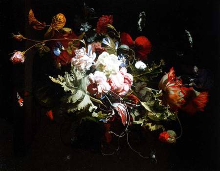 Still Life of Flowers on a Ledge de Simon Peeterz Verelst