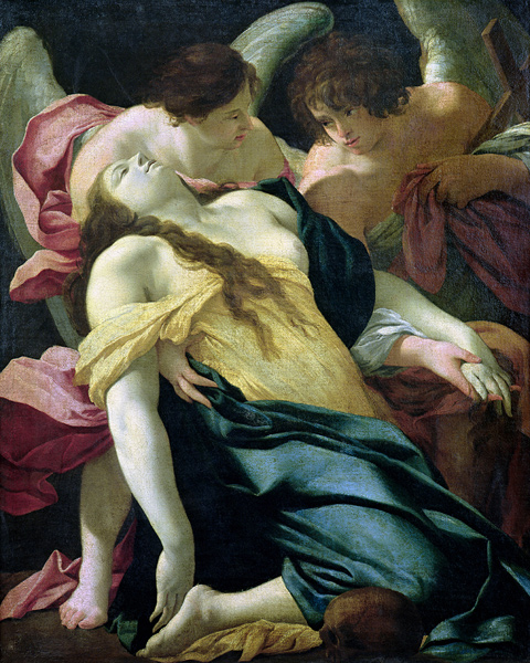 Mary Magdalene Carried by Angels de Simon Vouet