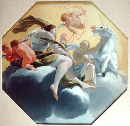 Temperance, from a series of the Four Cardinal Virtues on the ceiling of the Queen's bedroom at Sain de Simon Vouet