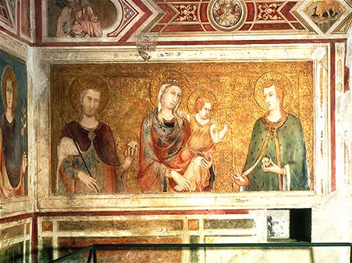 Madonna mit Kind und zwei Heiligen (aus dem Hause Anjou?) de Simone Martini