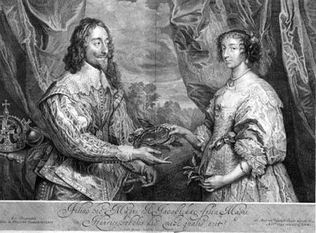 Charles I (1600-49) and Henrietta Maria (1609-69) engraved by George Vertue (1684-1756) after a pain de Sir Anthonis van Dyck